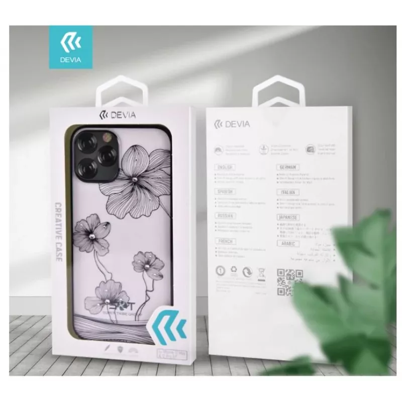 Kaitsev telefonikott Devia Crystal Flora iPhone 12 / 12 Pro jaoks — sinine läbipaistev lillemuster