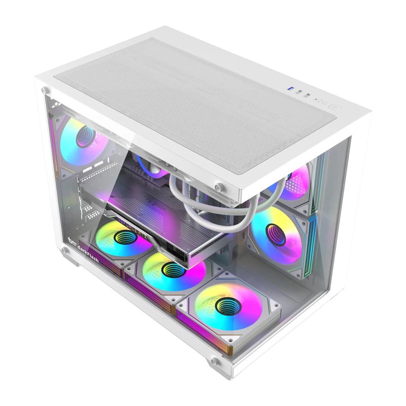 Arvutikorpus DarkFlash B275 PRO (valge) koos 6 ventilaatoriga