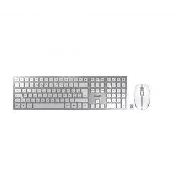 CHERRY DW 9100 õhuke klaviatuur, hiir kaasas, universaalne RF-juhtmevaba + Bluetooth, AZERTY, prantsuse, hõbedane