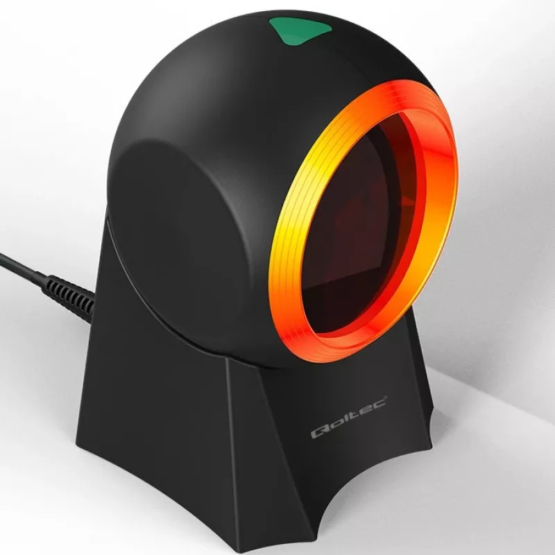Juhtmega lauaarvuti vöötkoodiskanner QOLTEC 50857 — 1D/2D, USB, ABS-korpus, must, 1,75 m kaabel