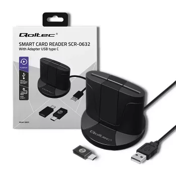 Smart Card Reader Qoltec 50632 USB 2.0 Must 1m kaabel
