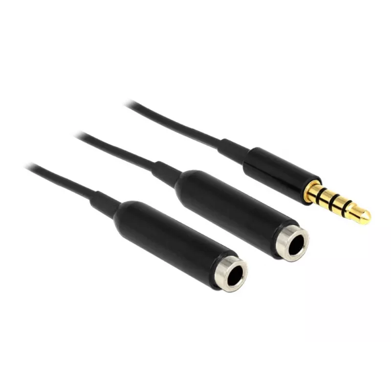 DeLOCK 65575 helikaabel 0,25 m 3,5 mm pistik 2 x 3,5 mm pesa must