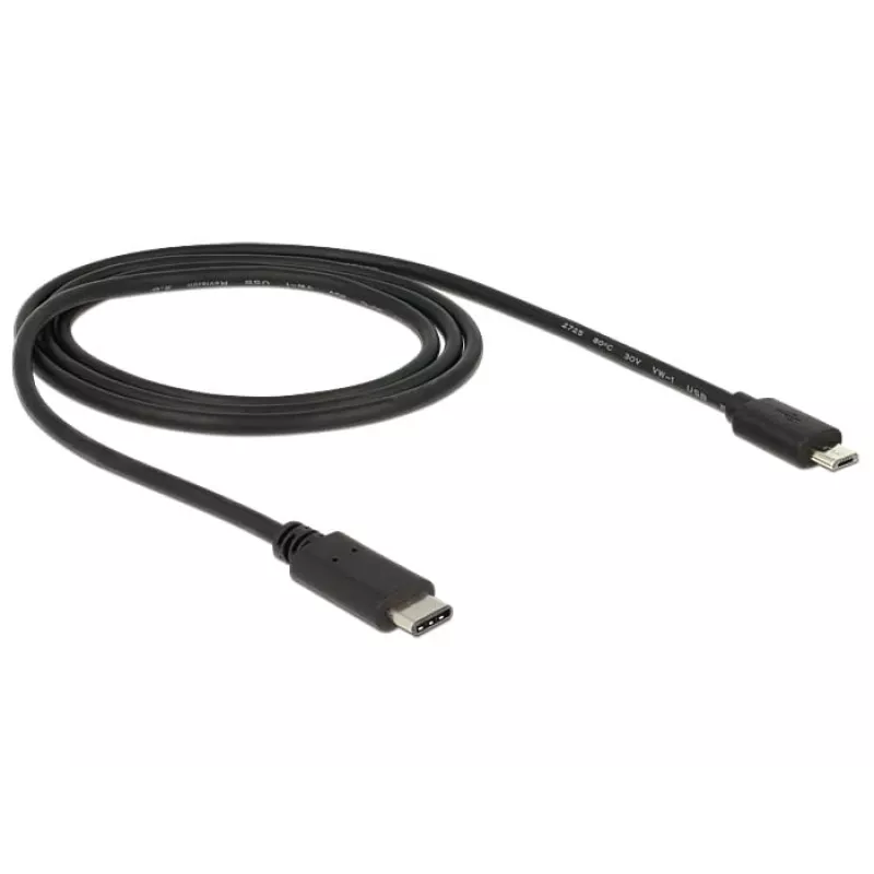 DeLOCK - USB-kaabel - 5-kontaktiline Micro-USB tüüp B (M) - 24-kontaktiline USB tüüp C (M) - 1,0 m (USB 3.1) - must (83602)