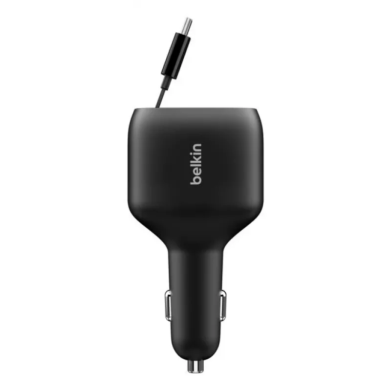 Belkin 75W 2-pordiline sissetõmmatava USB-C kaabliga auto - Kaabel (CCC001HQBK)