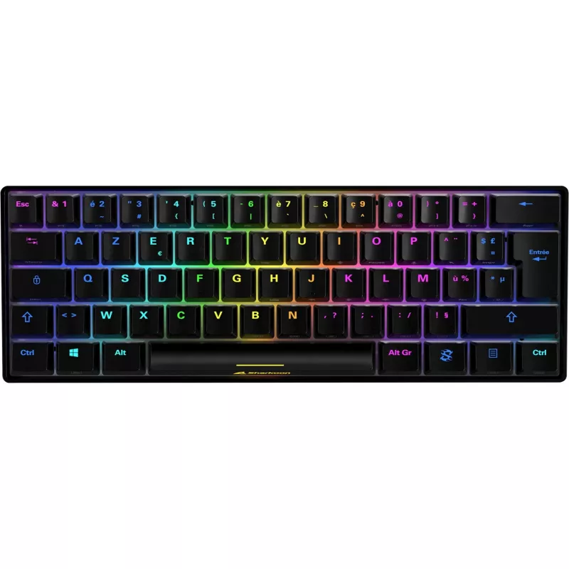 Sharkoon SGK50 S4 klaviatuur mängimiseks USB AZERTY prantsuse must 60% RGB LED