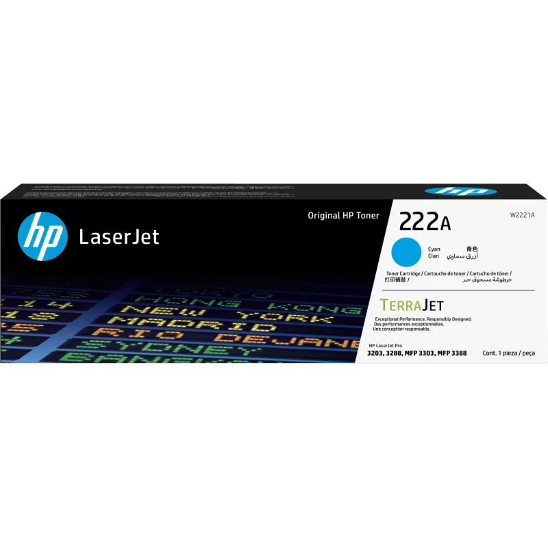 HP 222A - Cyan - original - LaserJet - Tonerpatrone (W2221A) - für Color LaserJet Pro MFP 3302fdn