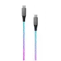 USB-C kuni USB-C laadimiskaabel FIXED FIXDLED-CC-RA PD-toega ja fikseeritud pikkusega, integreeritud vikerkaare LED