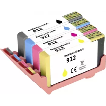 Renkforce tindikomplekt HP 912 (6ZC74AE) asenduseks, ühilduv komplekt must, tsüaan, magenta, kollane RF-I-HP912BKCMY4PK RF-5718852 (RF-5718852)