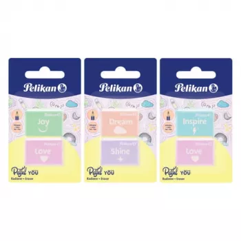 Kustutuskumm Pelikan 606196 Plastik Sortimendis värvid 2 tk