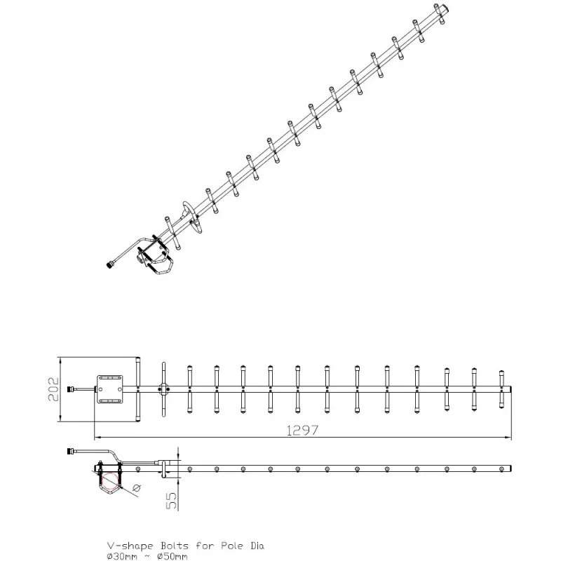 Suundantenn Yagi ALLNET ANT-868-14dbi-Yagi 868 MHz 14 dBi N-ema