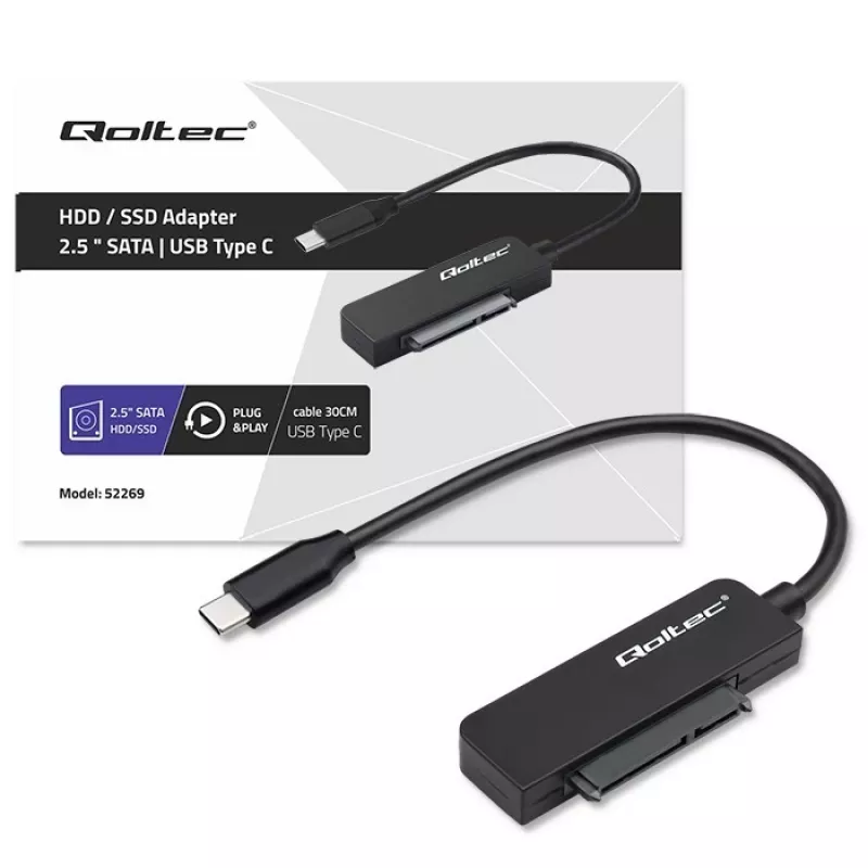QOLTEC SATA adapter 52269 2,5-tollise draivi jaoks USB-C-le, toetab kuni 2TB