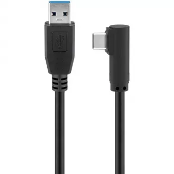 Goobay USB-C™ to USB A 3.0 kaabel 90°, must, 1.5 m - USB 3.0 pistik (tüüp A) > USB-C™ pistik (66502)