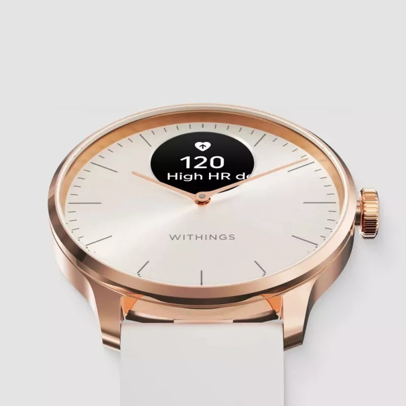 Hübriid-nutikell Withings ScanWatch Light Gold Valge