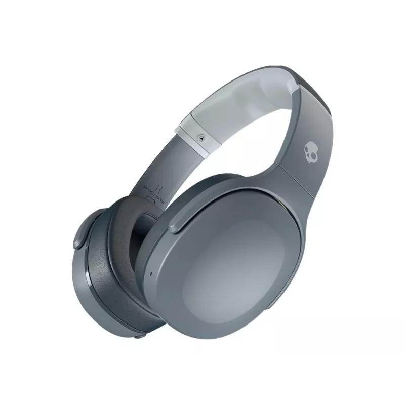 Kõrvaklapid Skullcandy Crusher Evo — juhtmega ja Bluetooth, hall, 40 h taasesitus, USB-C, AUX, kokkupandavad