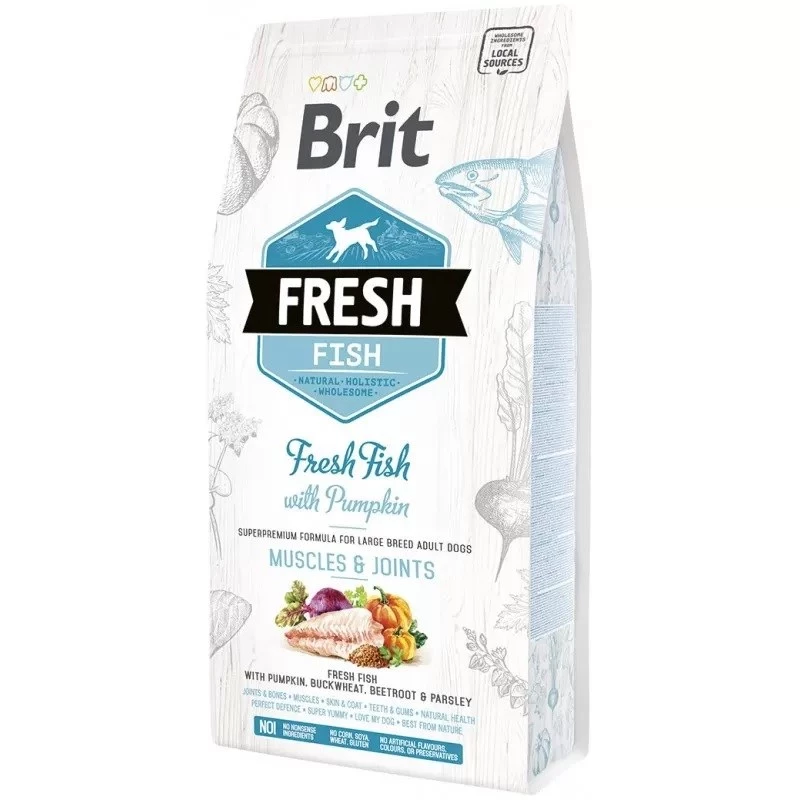 Kuiv koeratoit Brit Fresh Fish with Pumpkin Adult Large Muscles & Joints 12 kg, valk 26% rasv 14% teraviljavaba