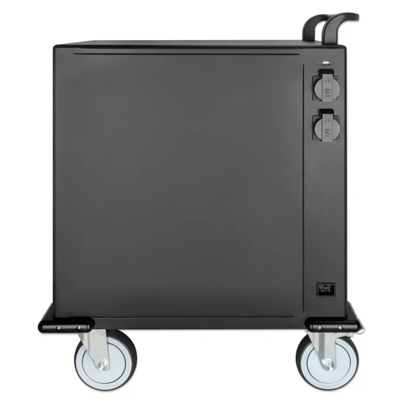 Manhattan iPad kuni 13 tolli, MacBook Air kuni 13 tolli ja Chromebook kuni 14 tolli 32-kohaline USB-C laadimiskäru/kapp, ka teised tahvelarvutid/nutitelefonid (seadmest USB-C kaablini), lahtrid 330x22x235 mm, seadme laadimiskaablid ei kuulu komplekti (soo
