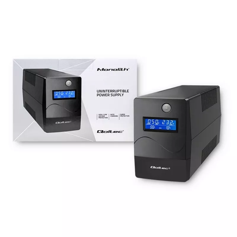 Qoltec Monolith UPS Double-conversion Online 0,65 kVA 360 W 2 AC-pistikupesa