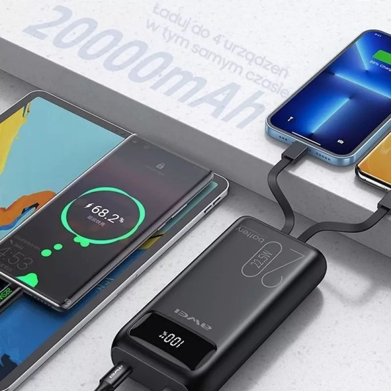 Akupank 20000mAh P169 K 22.5W USB-C + Apple kaabel