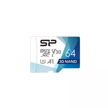 MicroSDXC mälukaart Silicon Power Superior Pro 64GB UHS-III U3 V30 100/80 MB/s koos SD-adapteriga