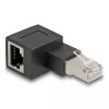 DeLOCK RJ45-pistik RJ45-pesasse adapter Cat.6A 90° vasakule suunatud must