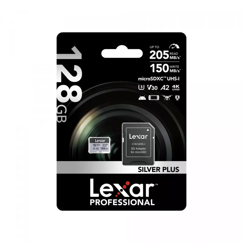 Flash Memory Lexar 128GB UHS-I MicroSDXC Professional SILVER PLUS