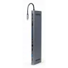 Gembird A-CM-COMBO9-01 USB Type-C 9-in-1 mitme pordi adapter (USB-hub + HDMI + VGA + PD + kaardilugeja + LAN + 3,5 mm heli), kosmosehall