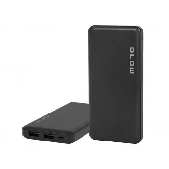 Kaasaskantav akupank BLOW PB10A 10000mAh polümeerakuga, 2x USB-A väljundit, 22,5W koguvõimsus, Micro‑USB sisend, must