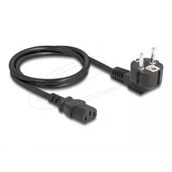 Toitejuhe DELOCK CEE 7/7 (E+F) IEC C13 90° nurga all, 1 m, H05VV-F 3x1,00 mm², must