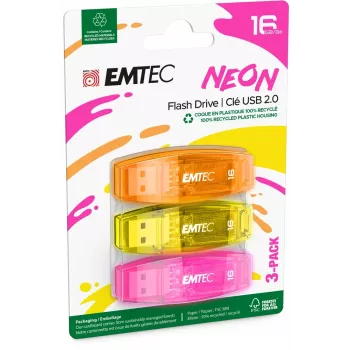 Emtec USB-pulk C-410 - USB 2.0 - 16 GB - NEON (ECMMD16GC410P3NEO)