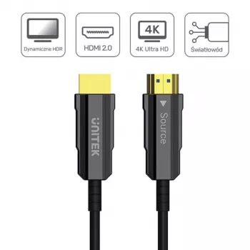 HDMI optiline kaabel Unitek C11092ASL01 4K 60Hz (HDMI 2.0, 20 m, isane-isane, must)