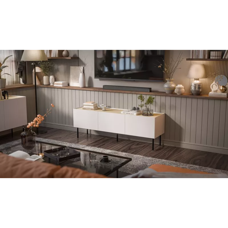 TV-kapp Cama Meble FELLINI 150x40x52 cm, kašmirvärvi raam, õlitatud tammepuidust pealispind