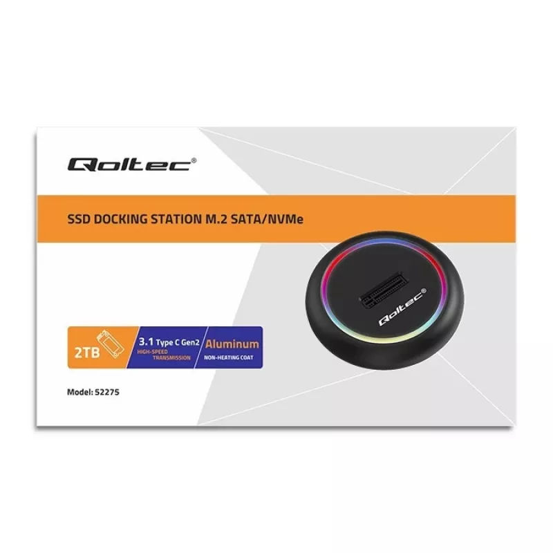 Qoltec 52275 M.2 SSD-draivi dokkimisjaam, SATA/NVMe, USB-C