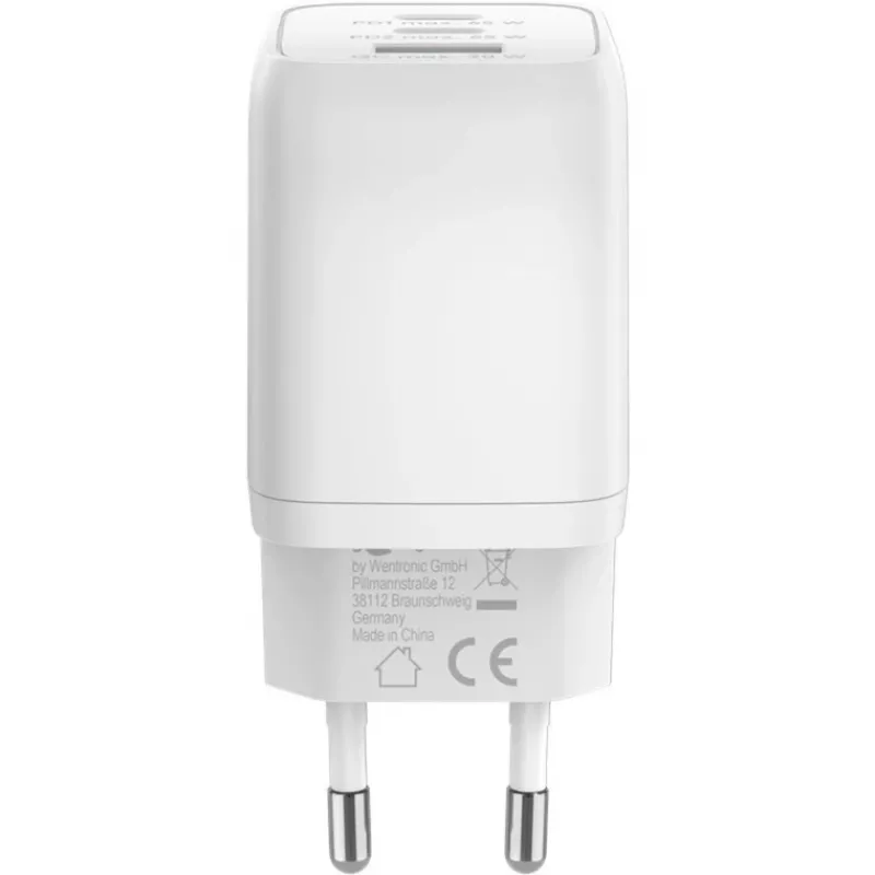 USB-C kiirlaadija Nano, PD, GaN, 65 W (valge, 1x USB-A, 2x USB-C PD, Charge 3.0)