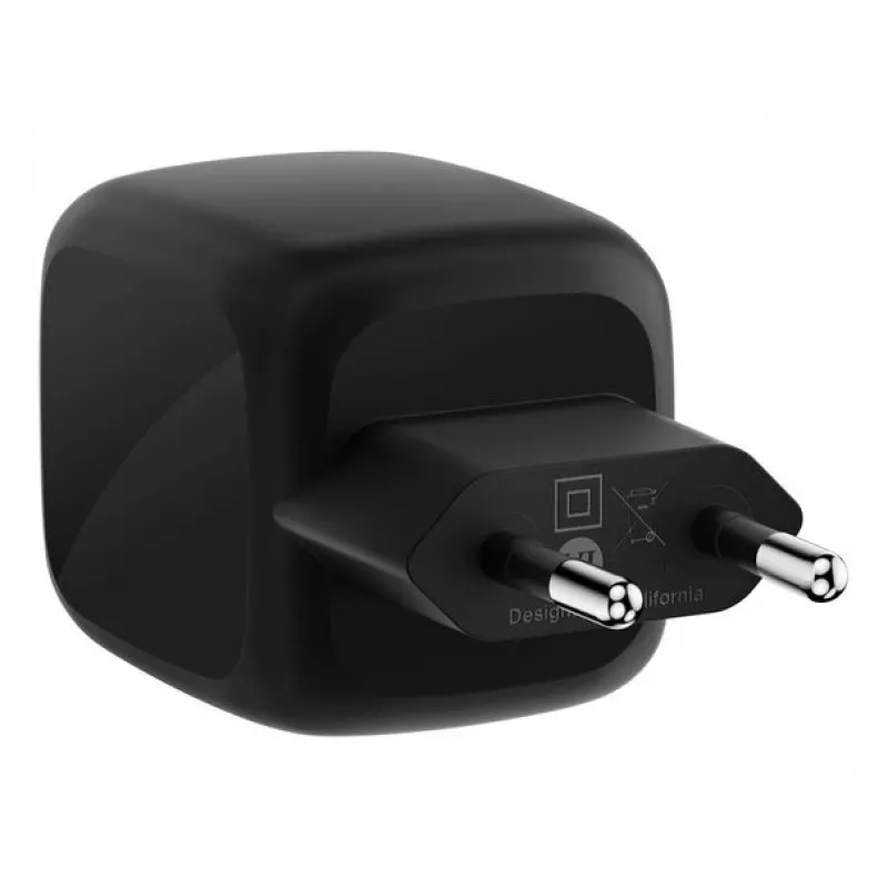 AC indoor fast charger Belkin WCH020kqBK, 2× USB-C, universal compatibility, power protection, Must