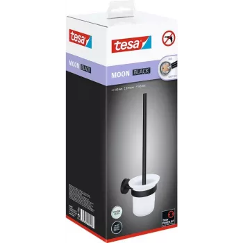 Tesa MOON Must - WC-pintsel ja hoidik - Must - Valge - Klaas - Metall - 112 mm - 145 mm