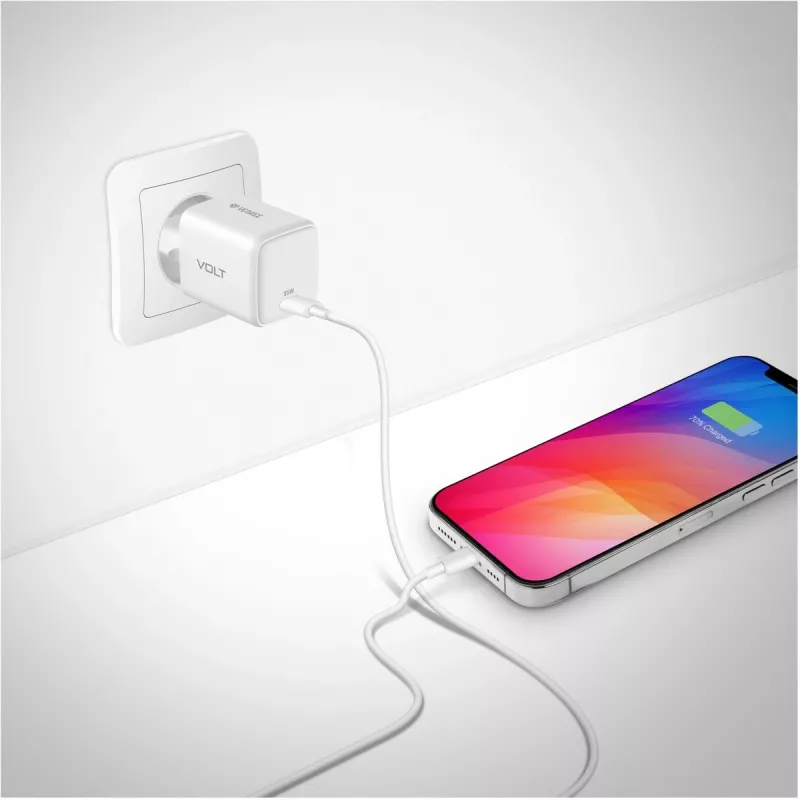 USB C 35W 3A Power Delivery 3.0 QC 3.0 seinadapter valge