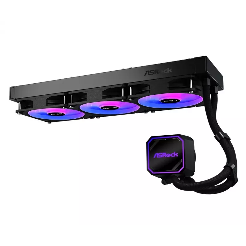 ASROCK Pro 360 ARGB Must — ASROCK mudel 90-APRA36-BAAGA6, 360mm AIO vedelikjahuti, ARGB valgustus
