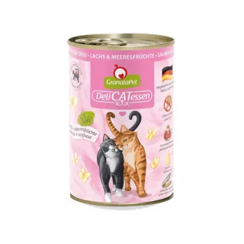 Märg kassitoit Fox4Pets GranataPet DeliCATessen lõhe ja mereannid 400 g — teraviljavaba, täisväärtuslik täiskasvanute toit