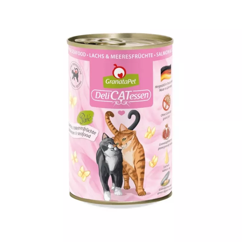 Märg kassitoit Fox4Pets GranataPet DeliCATessen lõhe ja mereannid 400 g — teraviljavaba, täisväärtuslik täiskasvanute toit