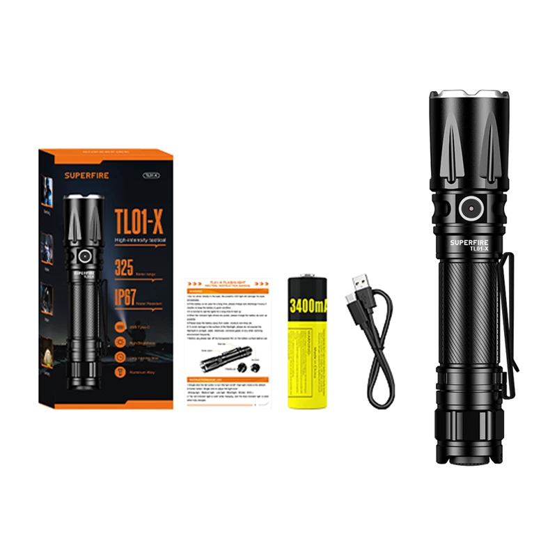 Taskulamp Superfire TL01-X käeshoitav laetav LED, kompaktne disain