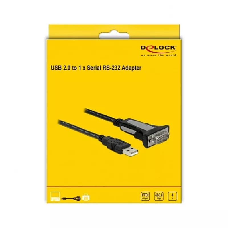 USB 2.0 Type-A – 1 x jada-RS-232 DB9, 4 m, DeLOCK 66323