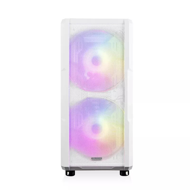Arvutikorpus MODECOM AMIRANI ARGB Midi Tower Valge — ATX/ITX, 35 cm GPU, 16,5 cm CPU jahuti, 2x200 mm ventilaatorid