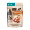Märg kassitoit SHELMA Kitten Salmon & Turkey in Sauce 4×85 g kotike, teraviljavaba, täisväärtsööt
