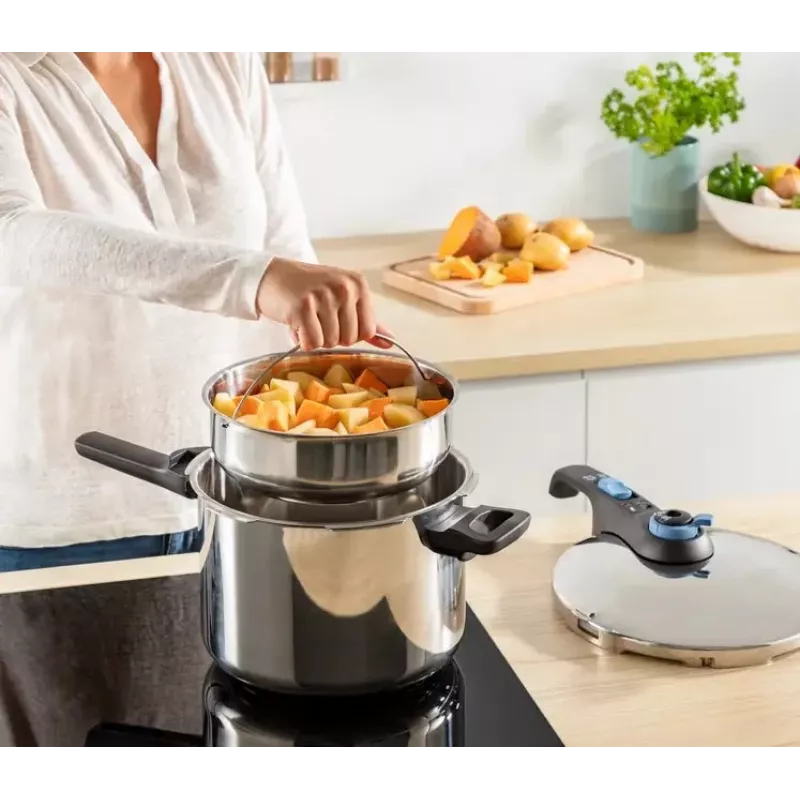 Survekeedupott Tefal SECURE TRENDY 6L roostevabast terasest aurutuskorviga, induktsiooniga ühilduv