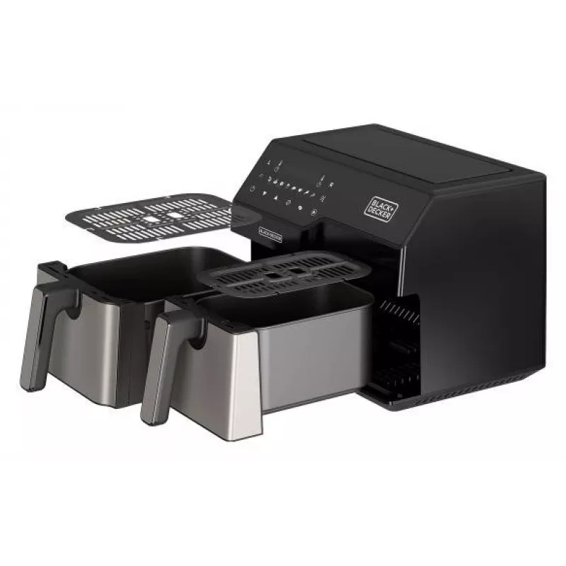 Kuumaõhu fritüür Black & Decker BXAF9000E, kahe korviga, 9 L, 2500 W, 80–200 °C, 2 korvi, 8 programmi
