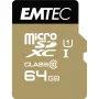EMTEC Gold+ - Mälu kaart (SD-adapter kaasas) - 64GB - Class 10 - microSD - Kuld (ECMSDM64GXC10GP)