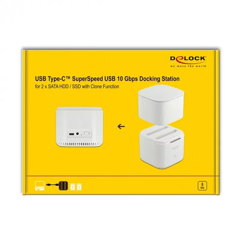 Dokingujaam DeLOCK USB USB-C™ 3.2 kahe 2,5-tollise SATA HDD/SSD jaoks