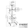 Põranda TV-alus Gembird TVS-70T-02 ekraanidele 37 tolli kuni 70 tolli, max 70 kg, VESA 200x200–600x400, kaldenurk ±5°/−12°, kõrguse reguleerimisega, rattad, kaablihaldus