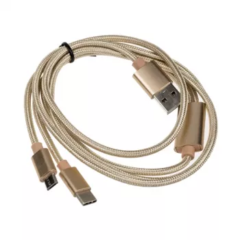 Akasa AK-CBUB42-12GL USB-kaabel 1,2 m USB 2.0 USB A USB C/Micro-USB B kuldne (AK-CBUB42-12GL)