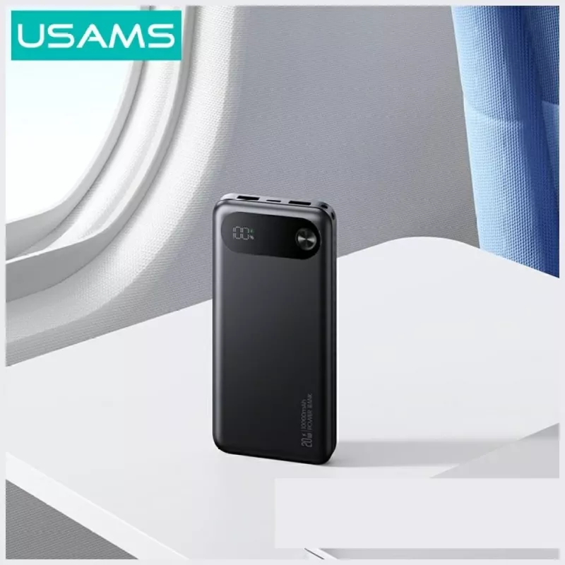 Akupank usams PB80 PD20W 10000 mAh — kaasaskantav laadija, must